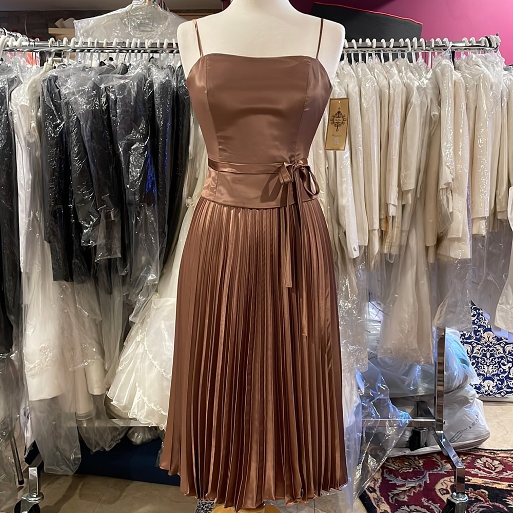 Shiny Pleated Evening Dress